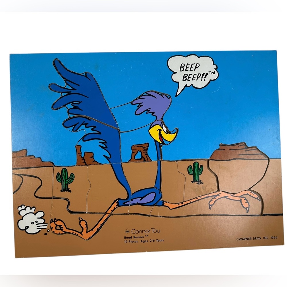 Warner Bros Connor Tou Road Runner Beep Beep 12 Piece Puzzle 1966